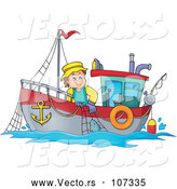 Vector of White Fisher Man on a Boat by Visekart