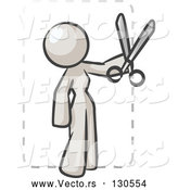 Vector of White Lady Character Snipping out a Coupon with a Pair of Scissors Before Going Shopping by Leo Blanchette