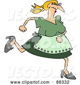 Vector of White Maiden Lady in Green, Running by Djart