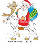 Vector of White Reindeer with Santa by Alex Bannykh