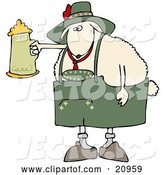 Vector of White Sheep Getting Drunk with a Beer Stein at Oktoberfes by Djart