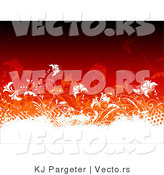 Vector of White Vines and Grunge Designs Composited on Gradient Red Background Design by KJ Pargeter
