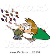 Vector of Wind Blowing More Autumn Leaves to the Ground for a Cartoon Boy to Rake up by Toonaday