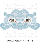 Vector of Woman's Eyes Behind a Blue Face Mask by AtStockIllustration