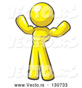 Vector of Yellow Bodybuilder Guy Flexing His Muscles and Showing the Definition in His Abs, Chest and Arms by Leo Blanchette