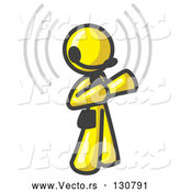 Vector of Yellow Customer Service Representative Taking a Call with a Headset in a Call Center by Leo Blanchette