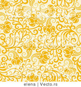 Vector of Yellow Flowers with Vines over Beige - Seamless Web Design Background by Elena