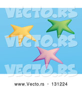 Vector of Yellow, Pink and Blue Group of Starfish on a Blue Background by Rasmussen Images