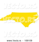 Vector of Yellow Silhouetted Map Shape of the State of North Carolina, United States by Jamers