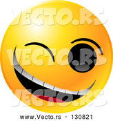 Vector of Yellow Smiley Winking and Grinning While Flirting or Joking by Tonis Pan