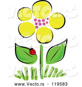 Vector of Yellow Spring Flower and Ladybug by Maria Bell