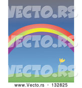 Vector of Yellow Spring Tulip Growing Under a Colorful Rainbow by Rasmussen Images
