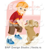 Vector of Young Boy Dancing with Dog by BNP Design Studio