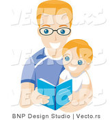 Vector of Young Boy Reading a Book with His Dad by BNP Design Studio