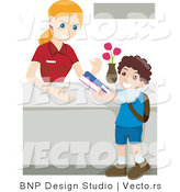 Vector of Young Boy Returning Library Books by BNP Design Studio