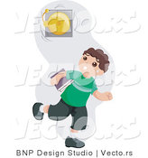 Vector of Young Boy Running Late to Class While a Bell Rings by BNP Design Studio