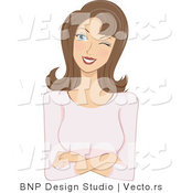 Vector of Young Caucasian Lady Winking by BNP Design Studio