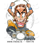 Vector of Young Energetic Metal Band Drummer Musician Guy Aggressively Playing by Clip Art Mascots