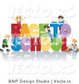 Vector of Young Kids Playing on Back to School Sign by BNP Design Studio