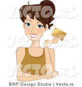 Vector of Young Lady Holding up a Gold Credit Card by BNP Design Studio