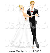 Vector of Young Wedding Couple Dancing at Their Wedding by BNP Design Studio