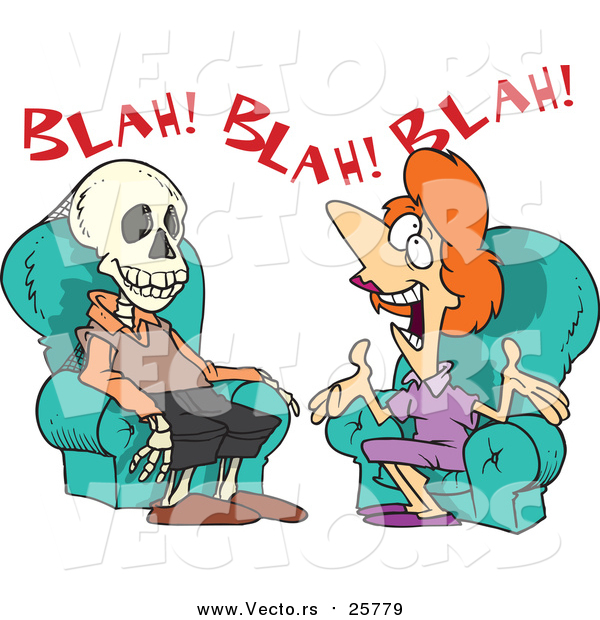 Cartoon Vector of a Chatty Woman Talking a Man to Death