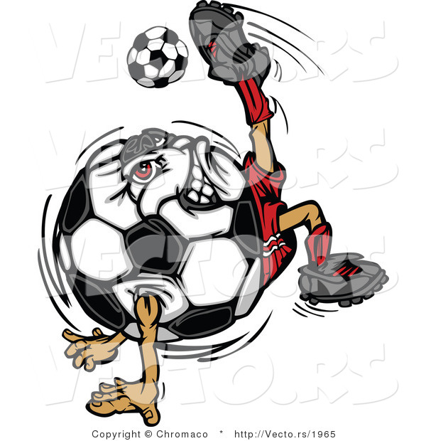 Cartoon Vector of a Competitive Soccer Ball Mascot Performing Technical Kick Back Trick