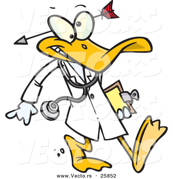 Cartoon Vector of a Crazy Quack Pshchiatrist Duck