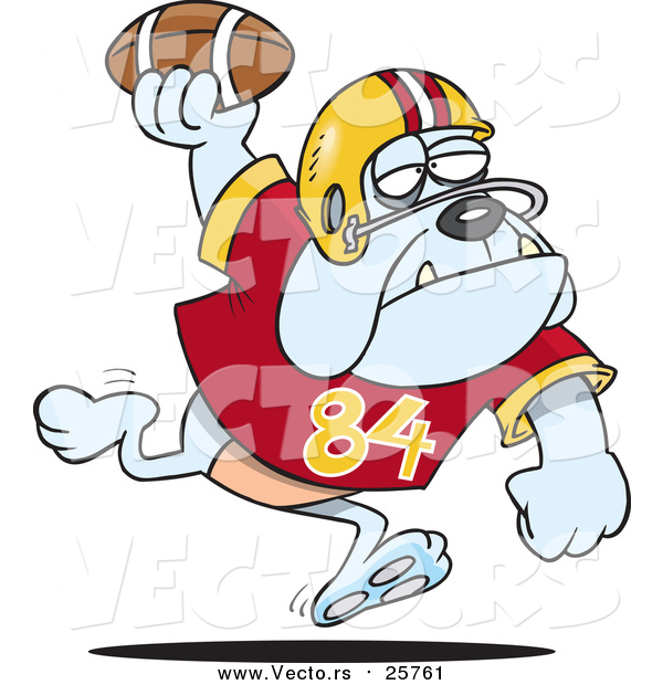 Cartoon Vector of a Football Bulldog Throwing the Ball