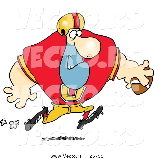 Cartoon Vector of a Football Player Running with the Ball