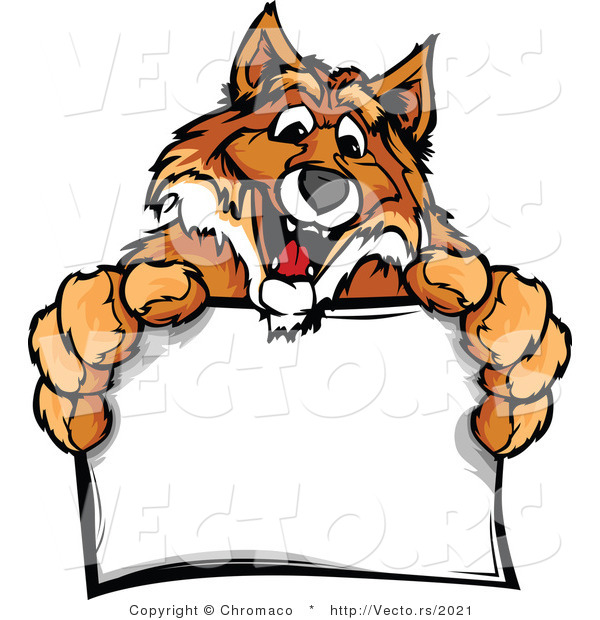Cartoon Vector of a Friendly Cartoon Fox Mascot Holding a Blank Sign