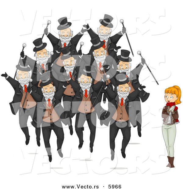 Cartoon Vector of a Girl with Ten Lords a Leaping for Christmas