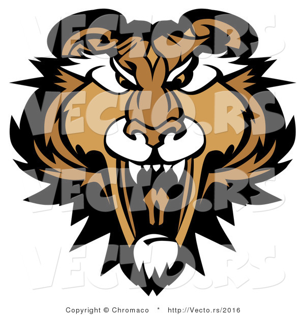 Cartoon Vector of a Growling Adult Mountain Lion Mascot Preparing to Attack