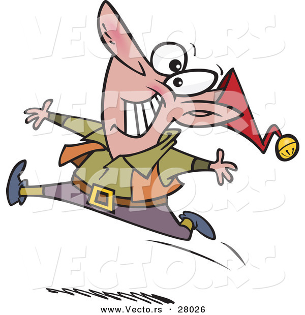 Cartoon Vector of a Happy Chritmas Elf Dancing