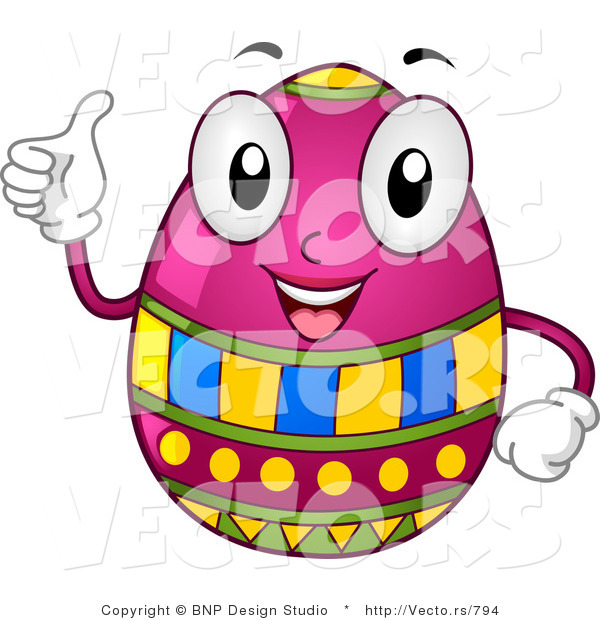 Cartoon Vector of a Happy Easter Egg Character Holding a Thumb up
