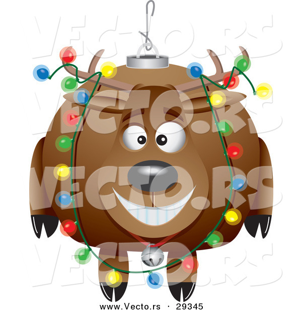 Cartoon Vector of a Happy Reindeer Christmas Bauble