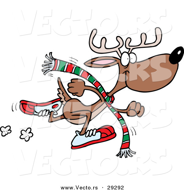 Cartoon Vector of a Happy Reindeer Running Fast