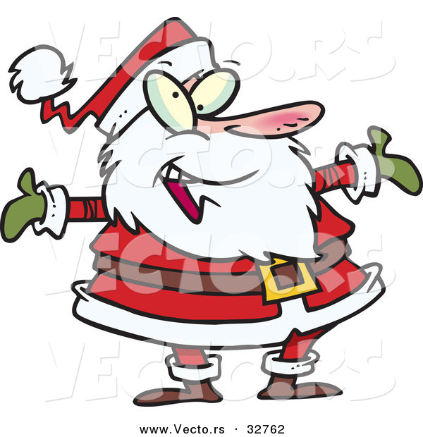 Cartoon Vector of a Happy Santa Welcoming with Arms Wide Open