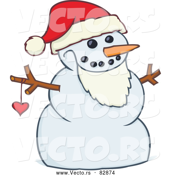 Cartoon Vector of a Happy Snowman Santa