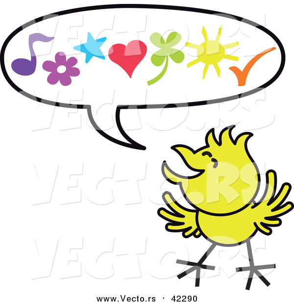 Cartoon Vector of a Happy Yellow Chicken a Word Balloon