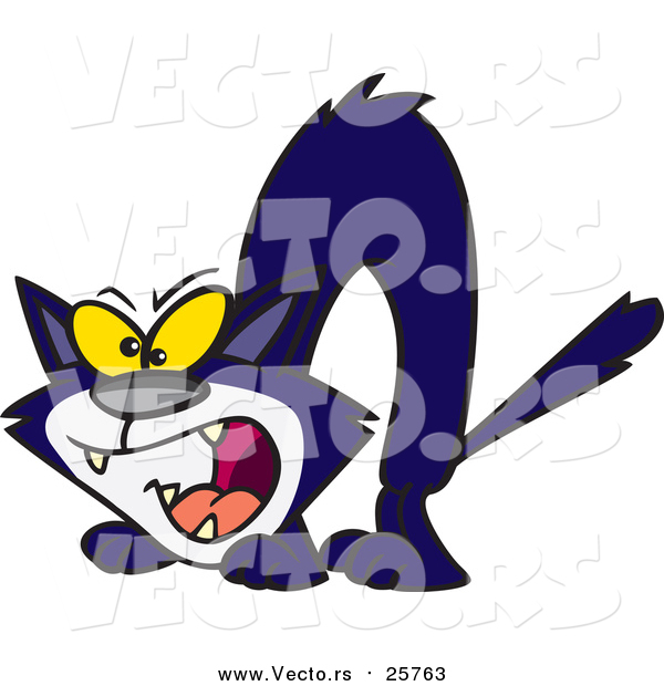 Cartoon Vector of a Hissing Cat