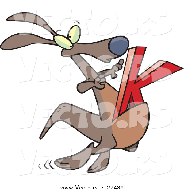 Cartoon Vector of a Kangaroo Jumping with Alphabet Letter 'K'