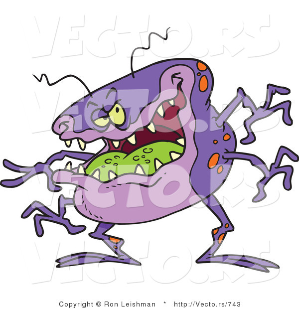 Cartoon Vector of a Laughing Flu Bug Germ