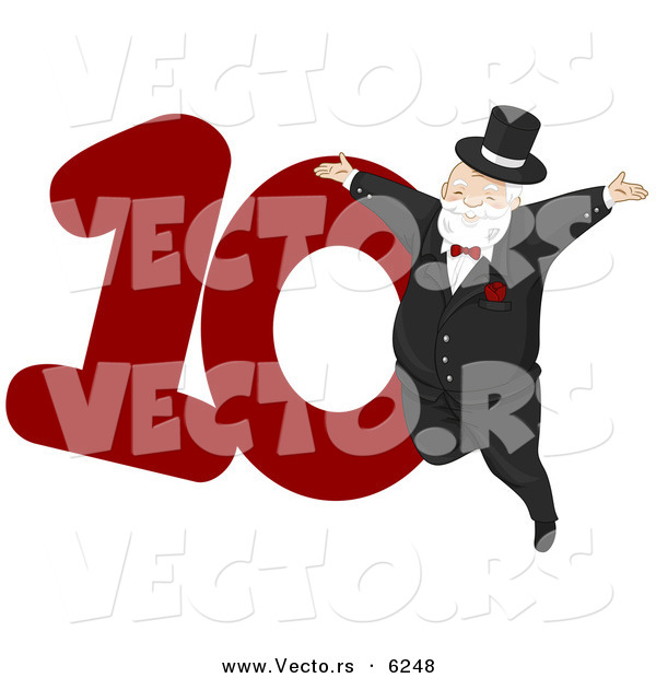 Cartoon Vector of a Lord a Leaping Beside a Red Number Ten for Christmas