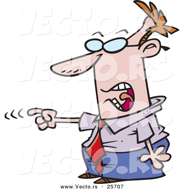 Cartoon Vector of a Mad Business Man Accusing