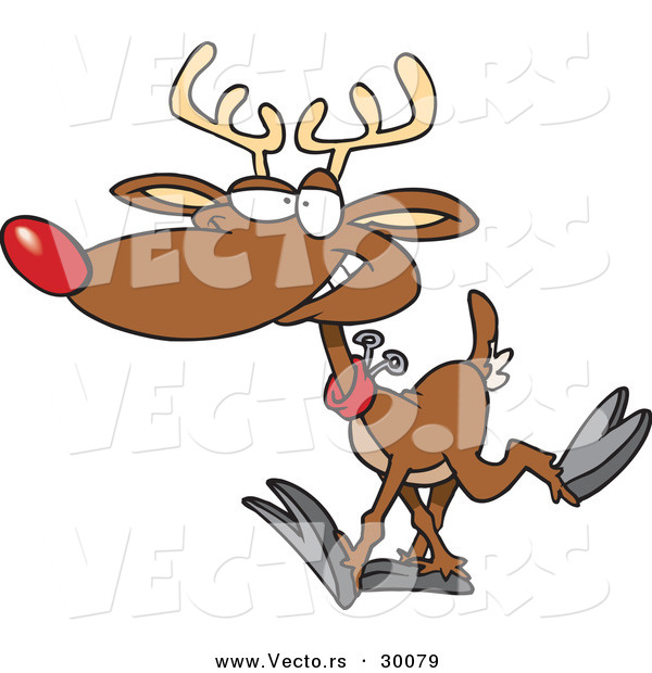 Cartoon Vector of a New Reindeer Trying to Walk
