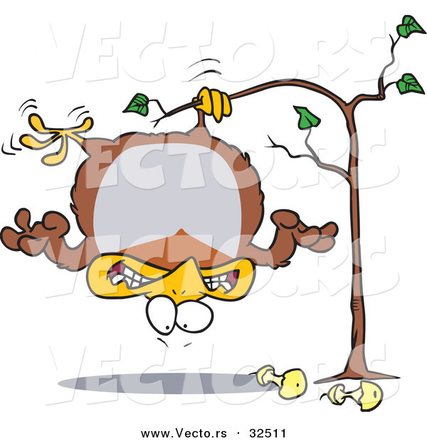 Cartoon Vector of a Partridge Hanging in a Pear Tree