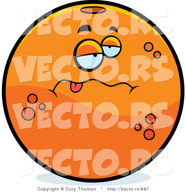 Cartoon Vector of a Sick Navel Orange