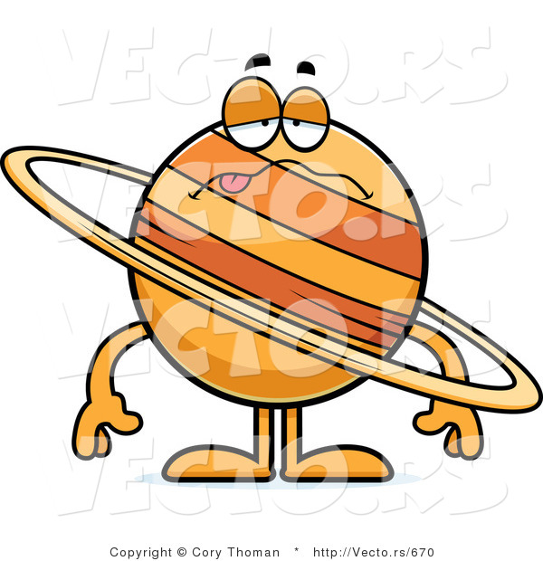 Cartoon Vector of a Sick Planet Saturn