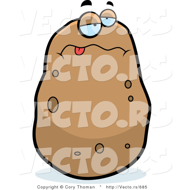 Cartoon Vector of a Sick Potato
